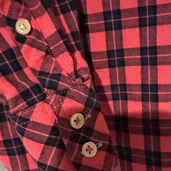Talbots Vibrant Red and Black Checkered Shirt - Picture 3 of 4